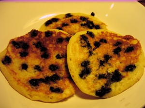 Fresh blueberry buttermilk pancakes