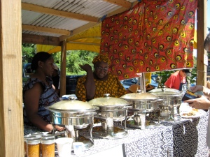 Malian food booth at the Brattleboro Farmers Market